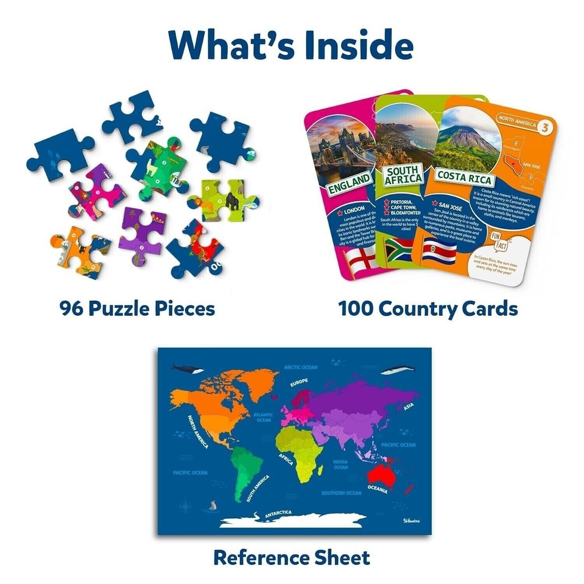 Skillmatics World Map Puzzle - 96 Piece Jigsaw Puzzle,Educational