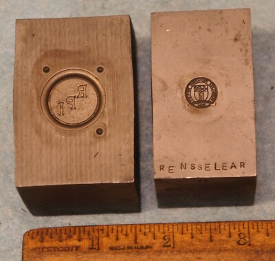 Vintage RENSSELAER POLY TECH Button & School Seal 2 STEEL STAMPING DIES CG941