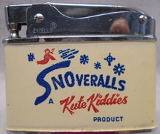 Vintage-XXXRARE-"SNOVERALLS" Kute Kiddies Clothing flat advertising lighter L@@K