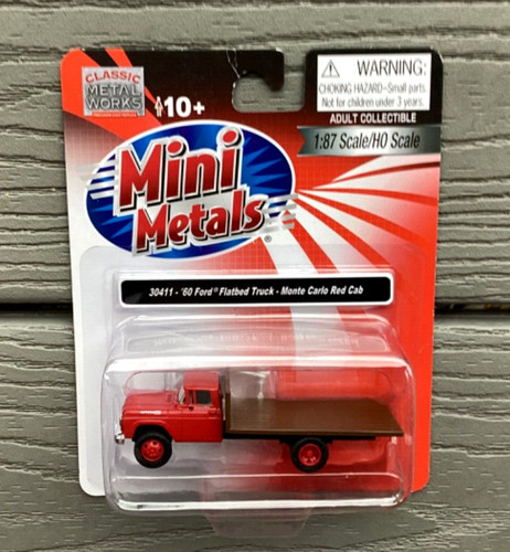 CLASSIC METAL WORKS 1/87 HO 1960 FORD FLATBED TRUCK RED CAB BROWN BED 30411 F/S | Zustand: New