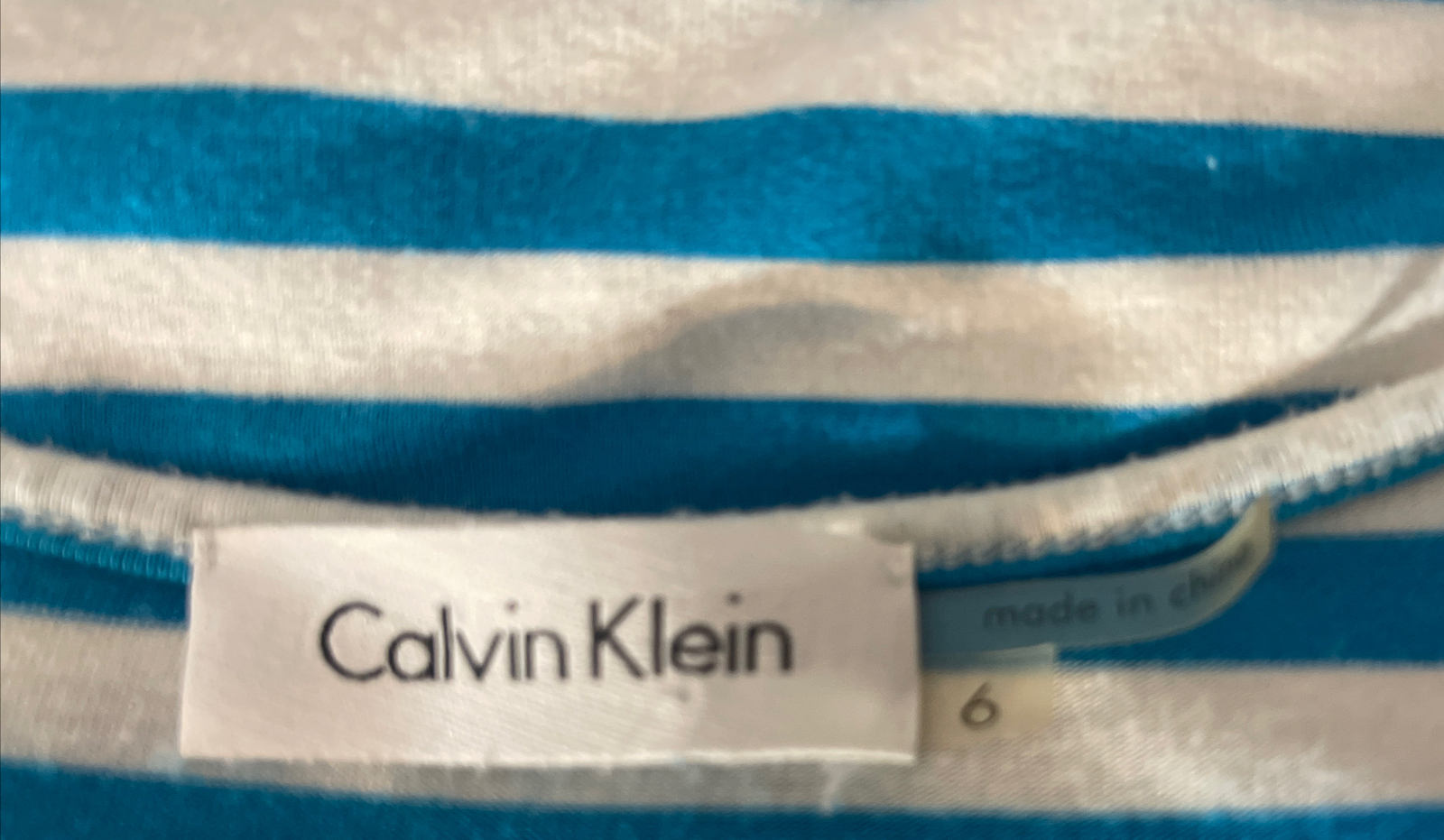 Calvin Klein Turquoise & White Striped Knit Sleeveless Maxi Dress Size 6 thumbnail 8