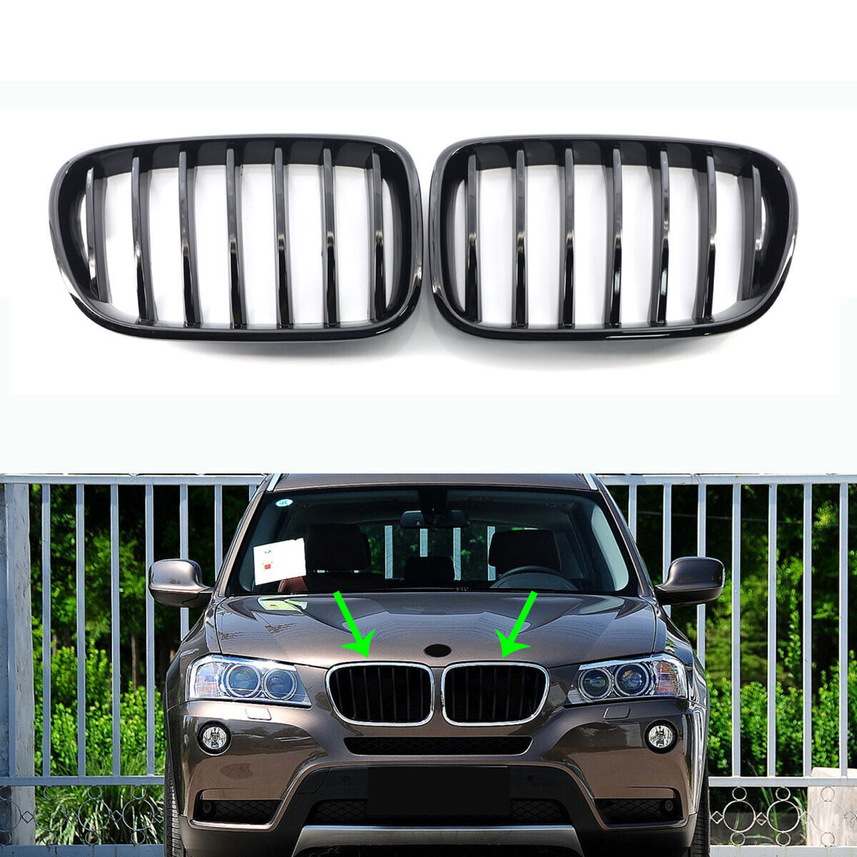 Una coppia per BMW F25 F26 X3 X4 2014-2018 paraurti nero opaco