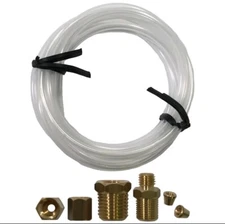 Mechanical Oil Pressure Gauge 72" Inch Nylon Line Tubing Install Kit w/ Fittings
