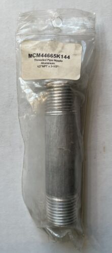 McMASTER CARR 44665K144 STANDARD-WALLL ALUMINUM PIPE NIPPLE 1/2 NPT 3.5" NEW - Picture 1 of 3