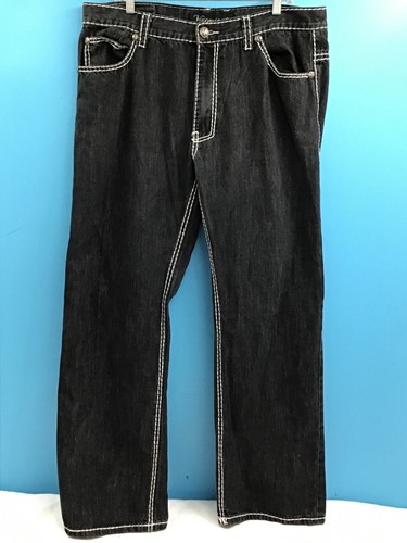 Men's Victorious Urban Couture Jeans (SZ 40x33) Black w/White and Embroidery