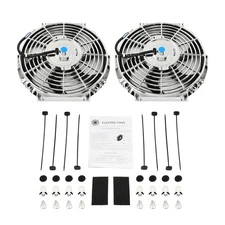 2X 10" Chrome Slim Fan Push Pull Electric Radiator Engine Cooling 12V Mount Kit