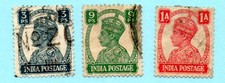1 TIMBRES  INDE BRITANIQUE ROI GEORGES VI  1940/1947