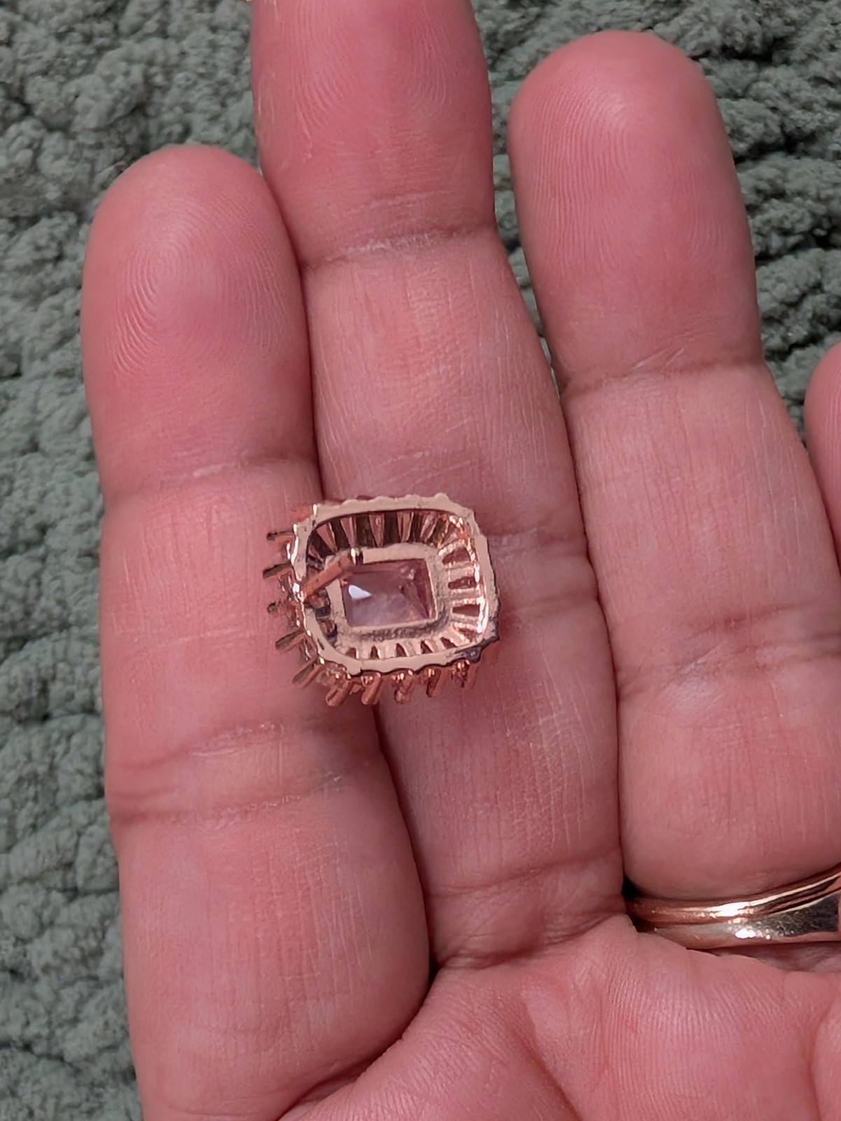 Rose Gold Plated Rectangular Emerald Cut Cubic Zi… - image 2