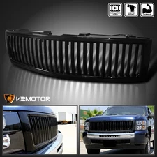 Fits 2007-2013 Chevy Silverado 1500 Black Vertical Style Front Hood Grille 07-13