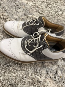 Mens FootJoy l Premiere WILCOX Golf Shoes Custom 9.5 grey and white croc