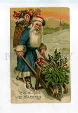 528144 CHRISTMAS Xmas SANTA CLAUS w/ Toys & Sweets NEW YEAR Vintage Embossed