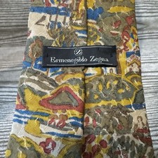Ermenegildo Zegna Mens Abstract Print Neck Tie 100 Silk Made In Italy