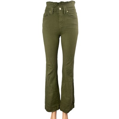 7 for All Mankind Women's Green High Rise Bootcut Flare Denim Jeans Pants Sz 24