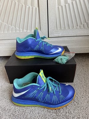 NIKE AIR MAX LEBRON X 10 LOW SPRITE VIOLET FORCE VOLT BLUE NEON 579765-500 10.5