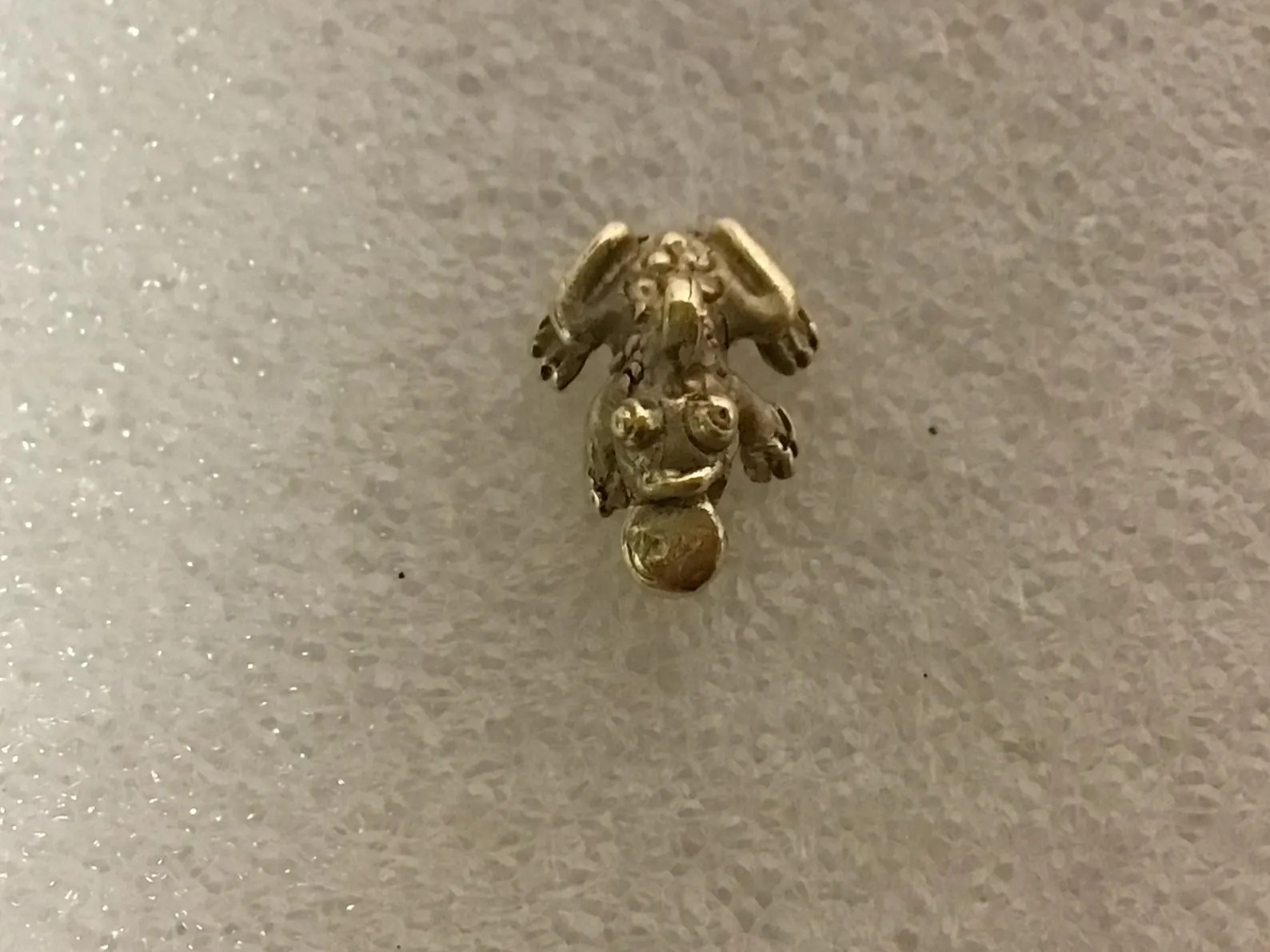 Tiny Solid 10k gold Jin Chan bracelet charm lucky… - image 4