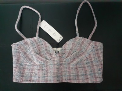 ZARA KARIERTES CROP BRALETTE BUSTIER TOP GR. M ODER GR. 8 - 10 NEU