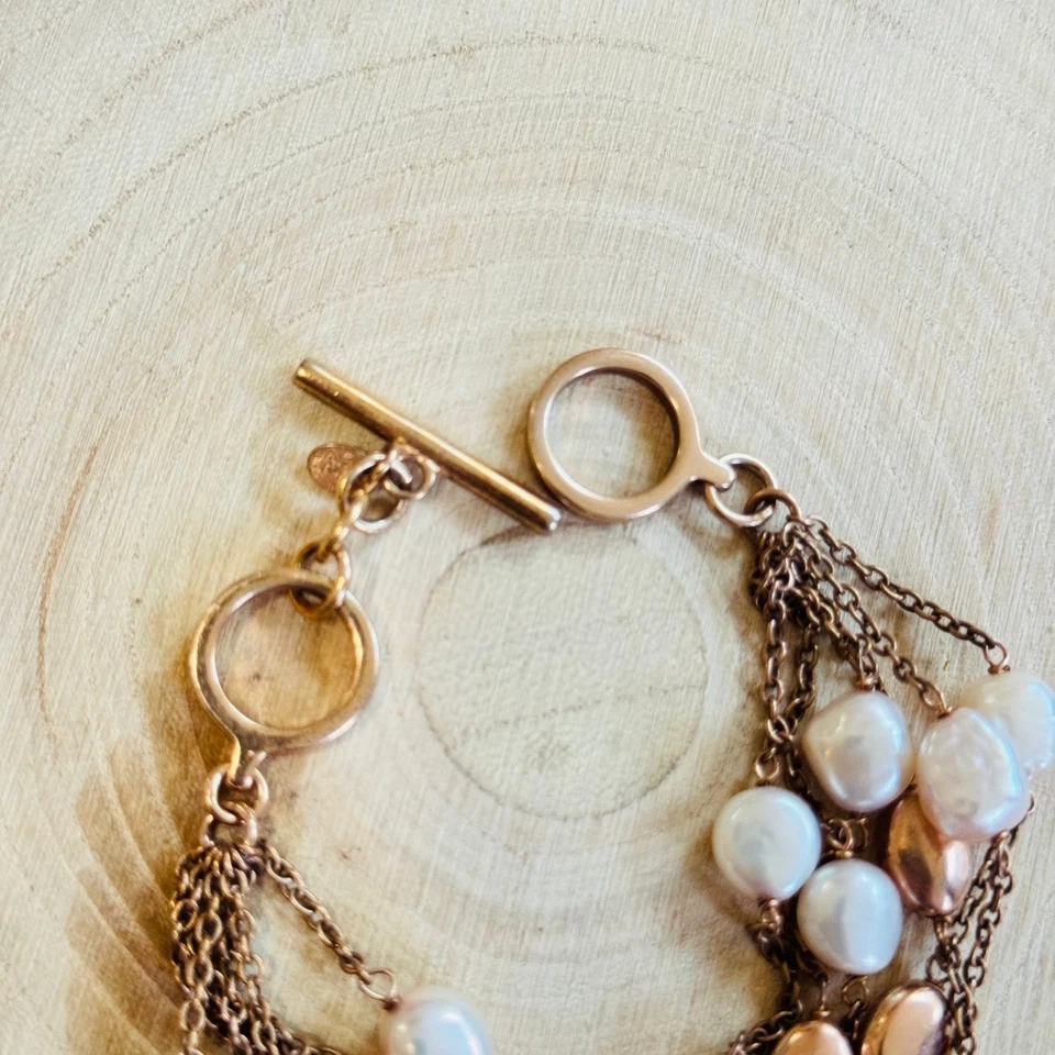 HOnORA H Italia Bronce Barroco Perla Pulsera Multi Hilo Cuentas Agua Dulce 7" Foto 4 de 4