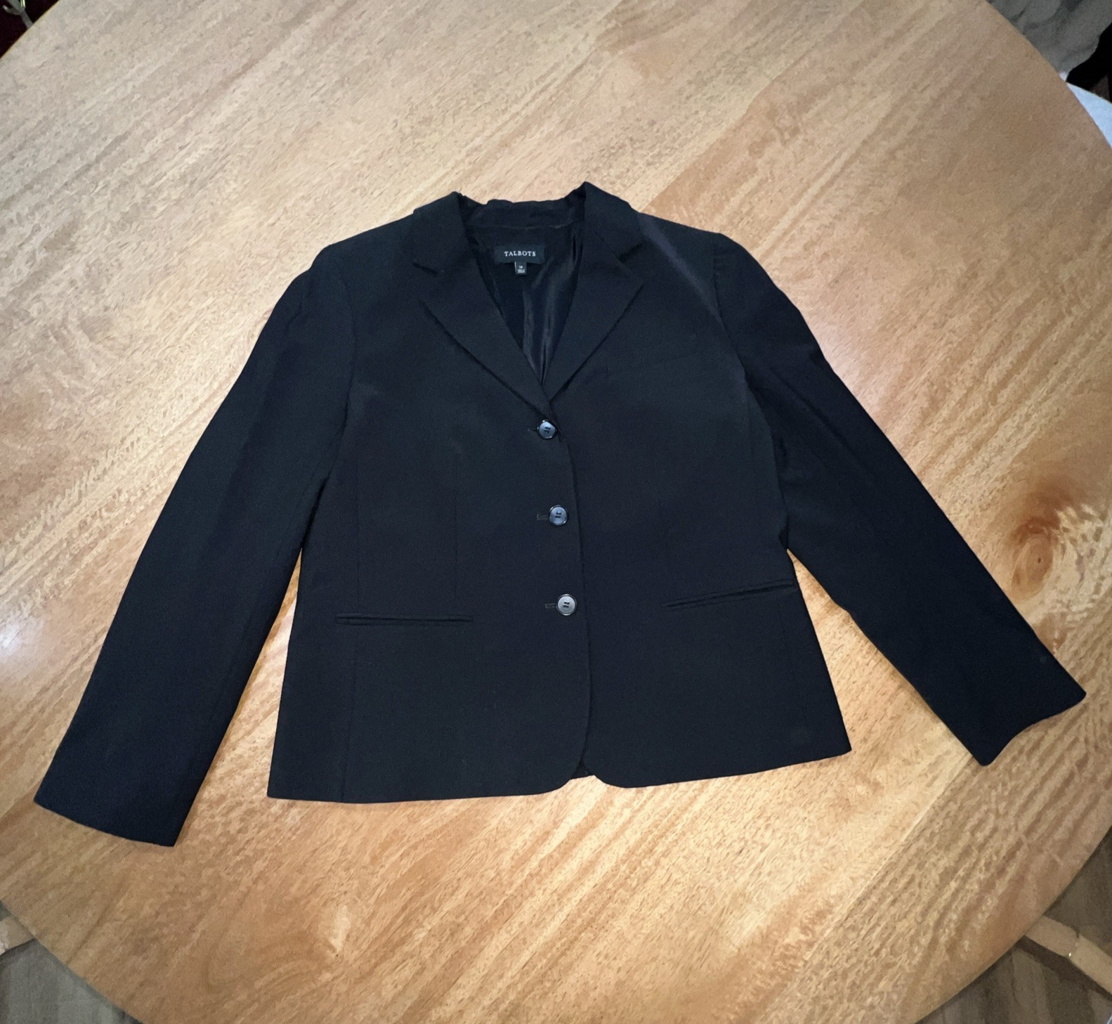 Talbots Wool Three Button Blazer Jacket Black Wom… - image 2