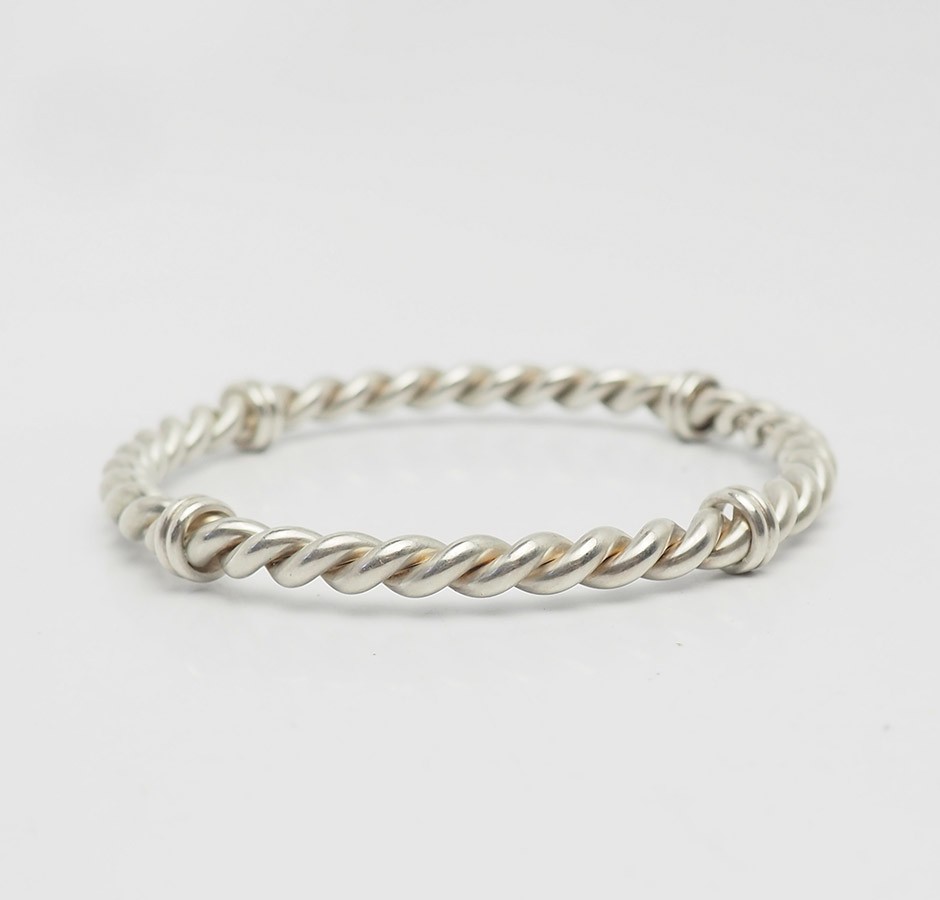 Heavy designer twisted braid bangle bracelet by S… - image 2