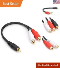 High-Quality Braided RCA Y Adapter - 1 Male to 2 Female Gold Connector 20CM