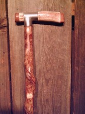 walking stick DEER ANTLER "T" handle VINE SPIRALED wood shaft HANDCRAFTED USA