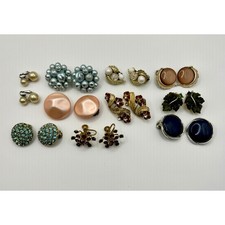 Lisner Vintage Clip On Earrings Lot Women OS Multicolor Good Rhinestone Pearl