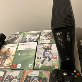 Microsoft Xbox 360 Slim Console 250GB + 10 Games + Controller +Cords Tested 100%