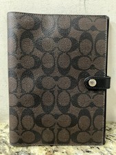 Coach NEW Snap Notebook In Signature Canvas CZ198 Walnut Black