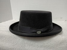 Vintage Stetson Black Fur Felt Derby Hat Bowler With Original Box 6  3/4 - 54