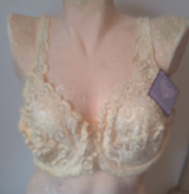 44C - New Pretty Secrets Luxury Lace Underwired Bra Yellow UK Size 44C (CO762)