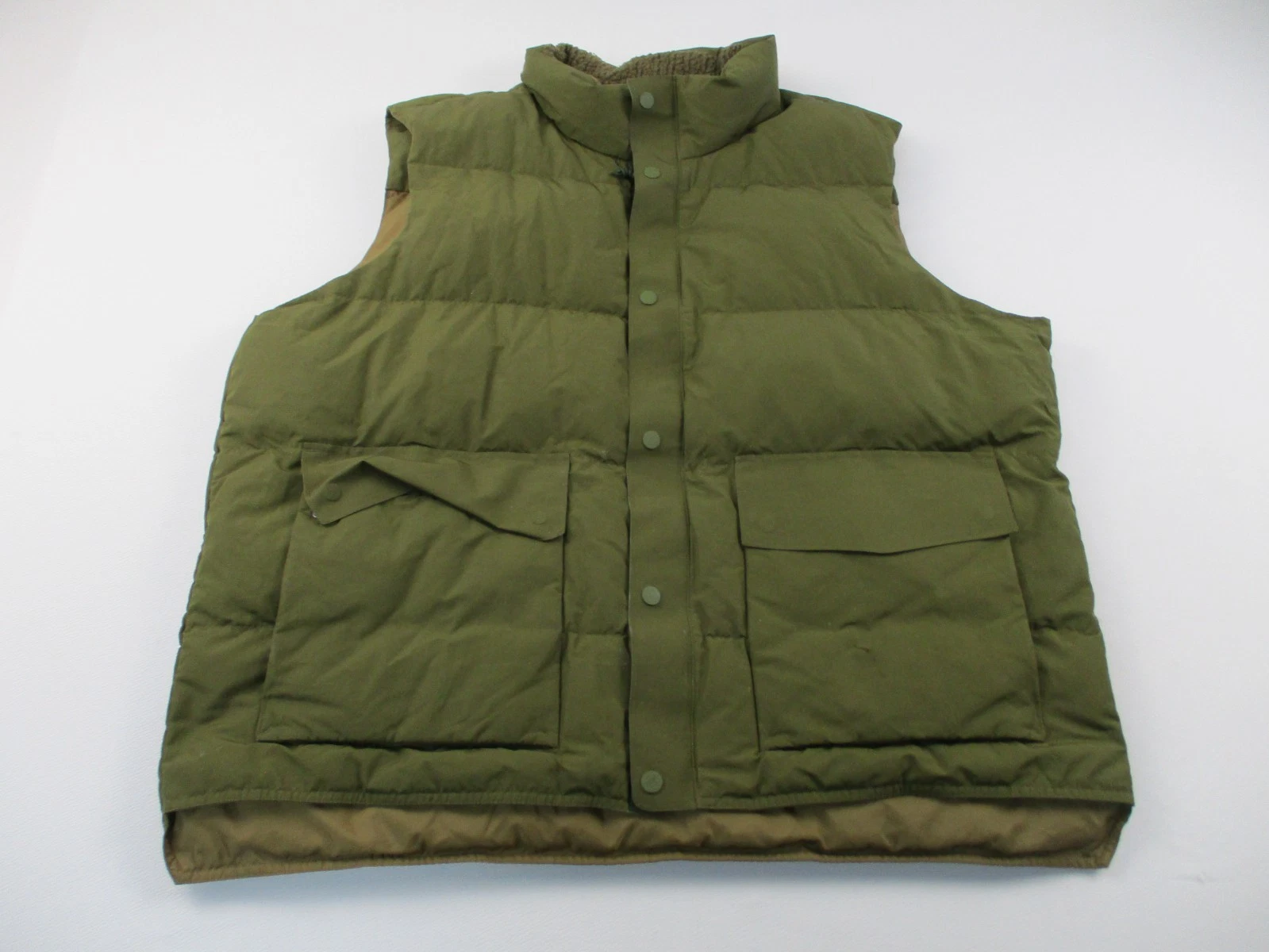 REI Down Vest Men's Size 2XL Green Sleeveless Zip Outdoor Pockets Zip Puffer