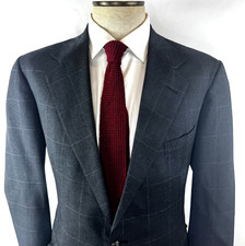 Vintage Polo Ralph Lauren Mens 40R Gray Window Pane Sport Coat Blazer 2 Button