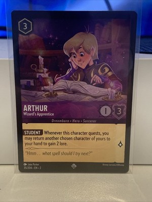 Disney Lorcana Arthur Wizard's Apprentice 35/204 Cold FOIL Super Rare Floodborn