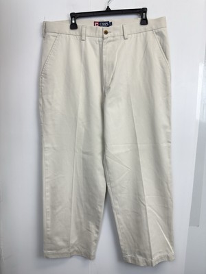 Chaps Ralph Lauren Mens 38X30 Khaki Beige Wrinkle Free Twill Pants Preppy Cotton