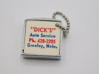 VINTAGE POCKET TAPE MEASURE "DICK'S" AUTO SERVICE GREELEY NEBRASKA 1.5"