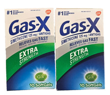 GAS - X Gas Relief Simethicone 125mg Extra Strength SOFTGELS 10ct  2 boxes   