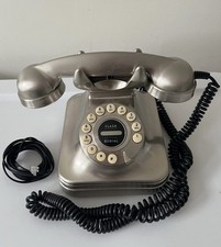 VTG Pottery Barn Retro Phone Rotary Style Corded Discontinued Brushed Finished