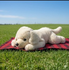 FAO Schwarz Yellow Lab Puppy Dog Plush Laying Down 14  Stuffed Animal Toy