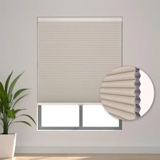 Changshade Cellular Shades Cordless Blackout Window Blinds, 33" W x 72" H, Beige
