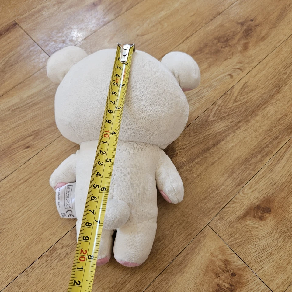 Rilakkuma 8" Peluche Crema Orsacchiotto Giocattolo Morbido Imbottito Squishy Kawaii Bottone - Immagine 2 di 4