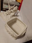 White Ceramic Floral Trinket Box w/ Lid, Bird & Flower Relief Design — photo 3