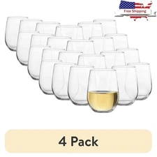 4 Pack 17oz Stemless Wine Glass Clear Glass Set Wine Water Everyday Use