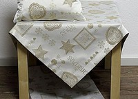 Tischdecke Weihnachten Stoff Weihnachtstischdecke Gold Bestickt 85 X 85 Hossner