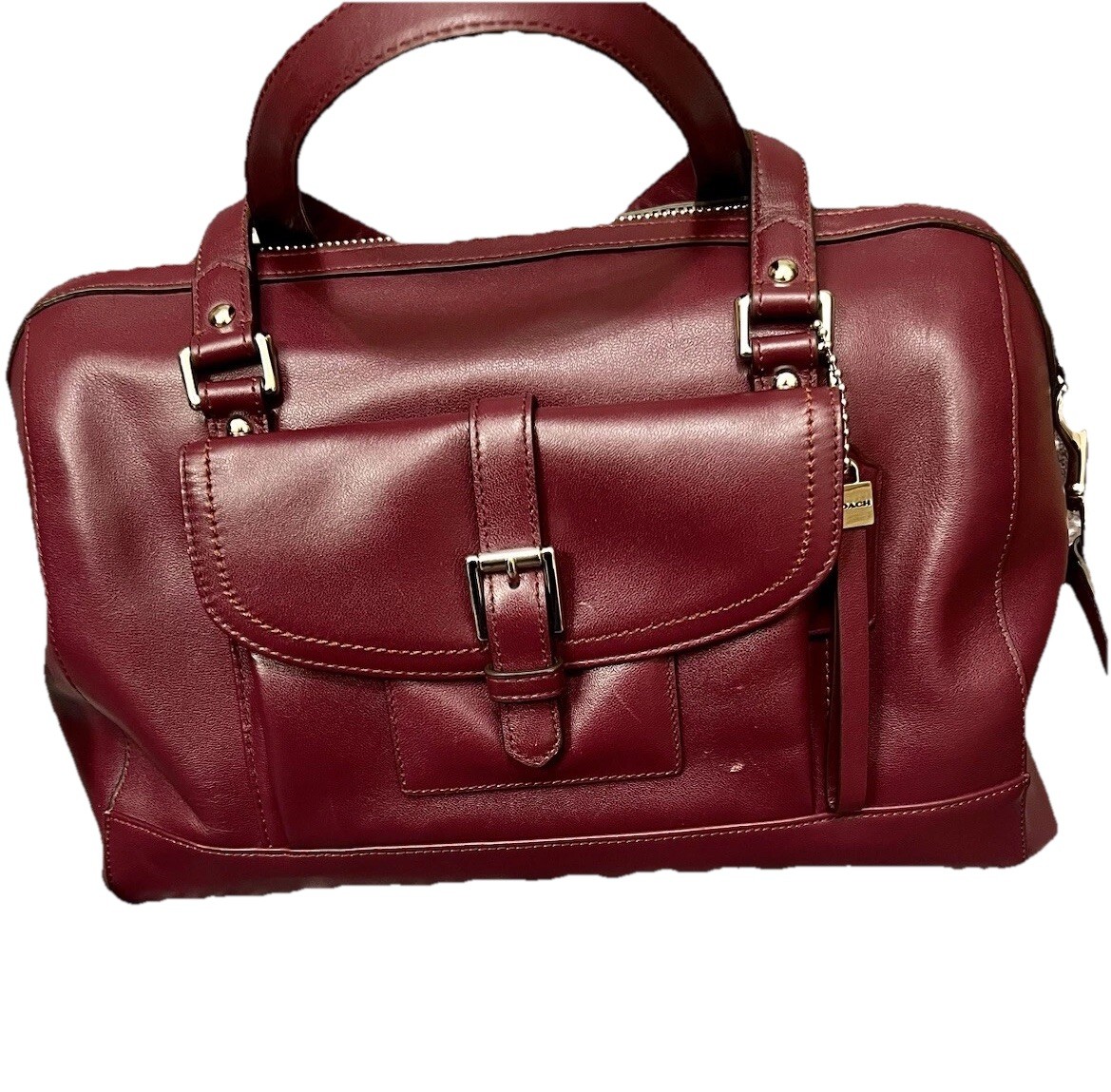 Coach Charlie Convertible Crossbody Large Maroon Leather Satchel