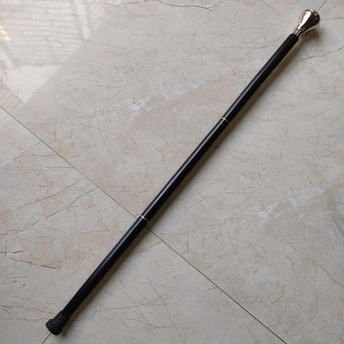 Bastón de madera hecho a mano con mango de cabeza de cromo macizo victoriano - Imagen 7 de 7