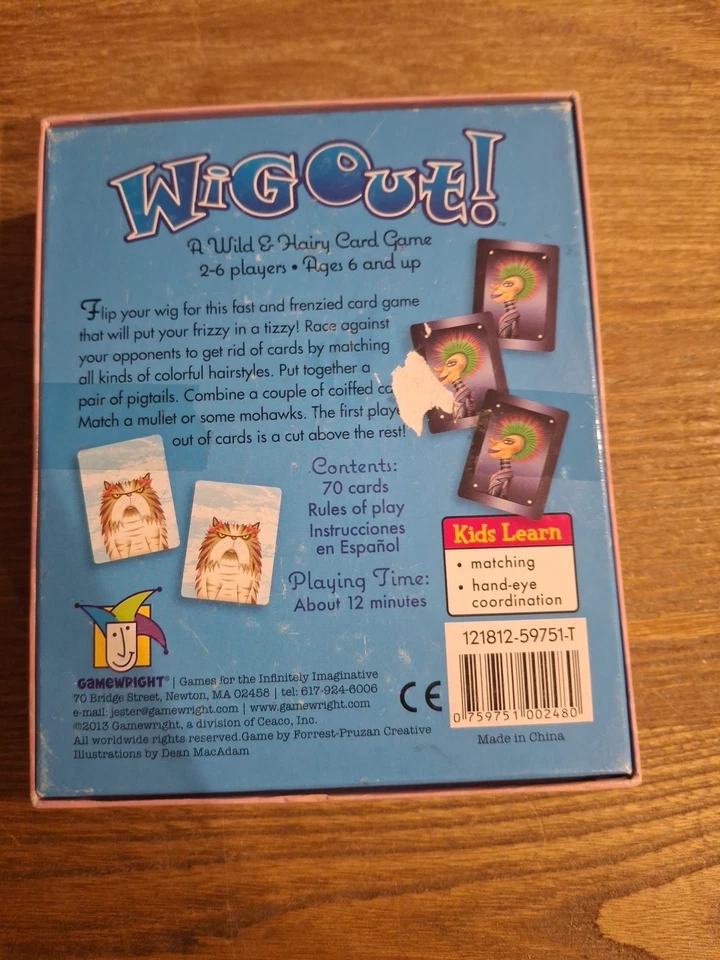 Wig Out! A Wild & Hairy Card Game Kids GameWright 2004 Complete Rare Best Toy - Image 2 of 4