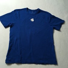 Vintage Y2K EMBROIDERED Apple Computer Graphic BLUE Tshirt