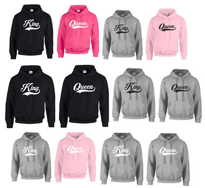 Partner Hoodie Hoody Shirt mit King und Queen Aufdruck für Pärchen