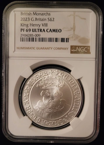 🇬🇧2023 UK BRITISH MONARCHS 1 Oz SILVER PROOF KING HENRY VIII NGC PF 69 UCAMEO