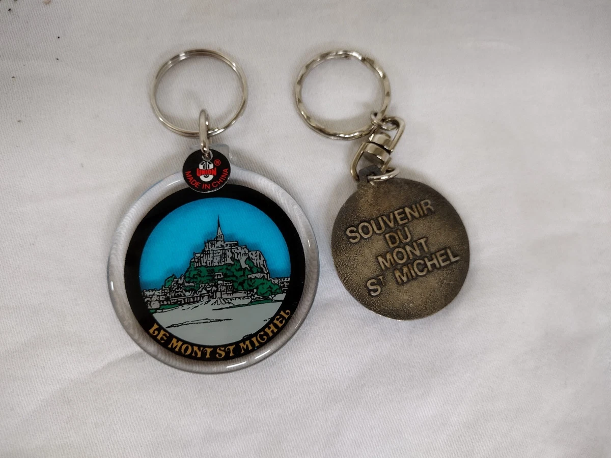 2 vintage Mont Saint St Michel keychains key rings